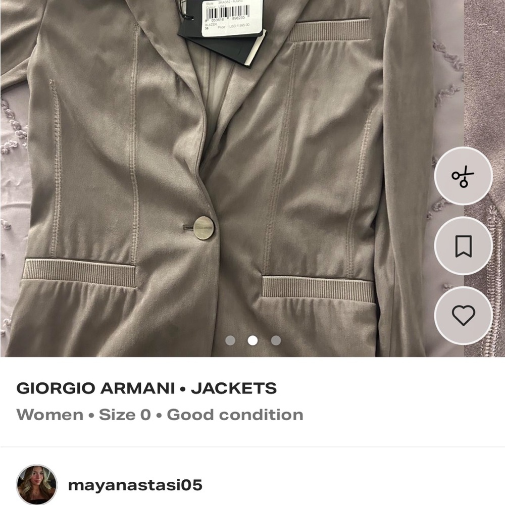 Giorgio Armani Taupe Satin-Trim Women's Blazer